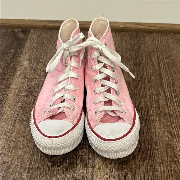 Converse Pink and White High-Top Sneakers - Picture 6 of 8